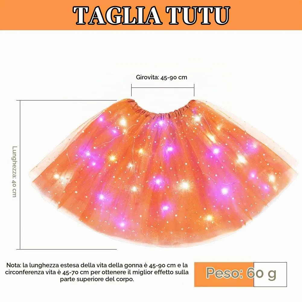 AYBUY Gonna Tutu a 3 Strati con Luci LED, Arancia - immagine 5