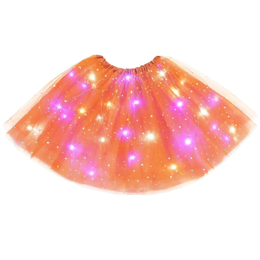 AYBUY Gonna Tutu a 3 Strati con Luci LED, Arancia - immagine 8
