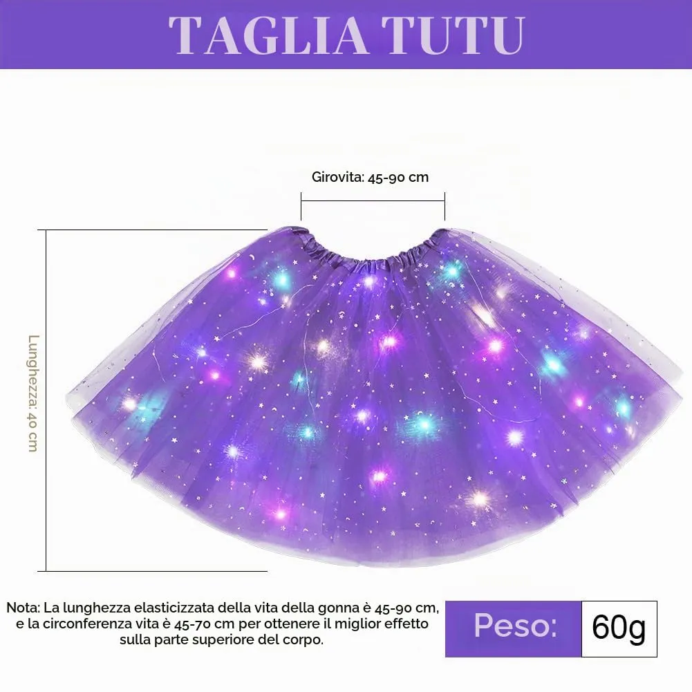 AYBUY Gonna Tutu in Tulle con LED Viola Intenso - immagine 4