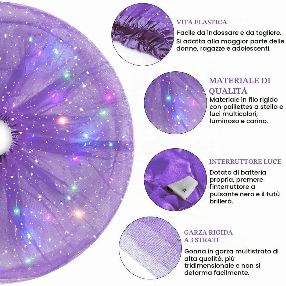 AYBUY Gonna Tutu in Tulle con LED Viola Intenso - immagine 5
