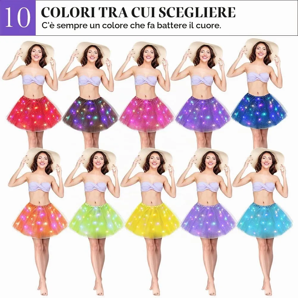 AYBUY Gonna Tutu in Tulle con LED Viola Intenso - immagine 7