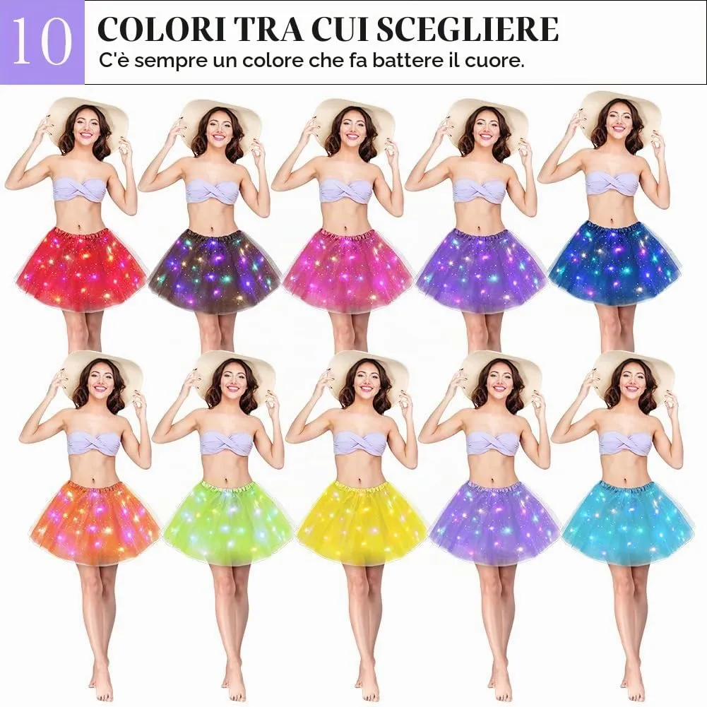 AYBUY Gonna Tutù a 3 Strati con Luci LED, Viola Chiaro, Taglia M - immagine 7