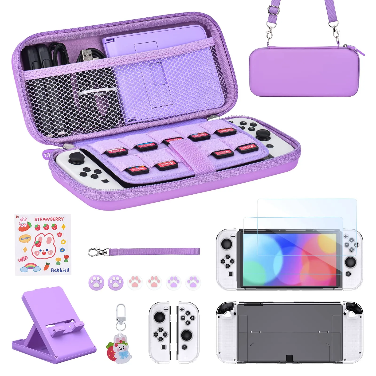 Younik Kit Accessori 17 in 1 per Switch OLED (Viola) - immagine 1
