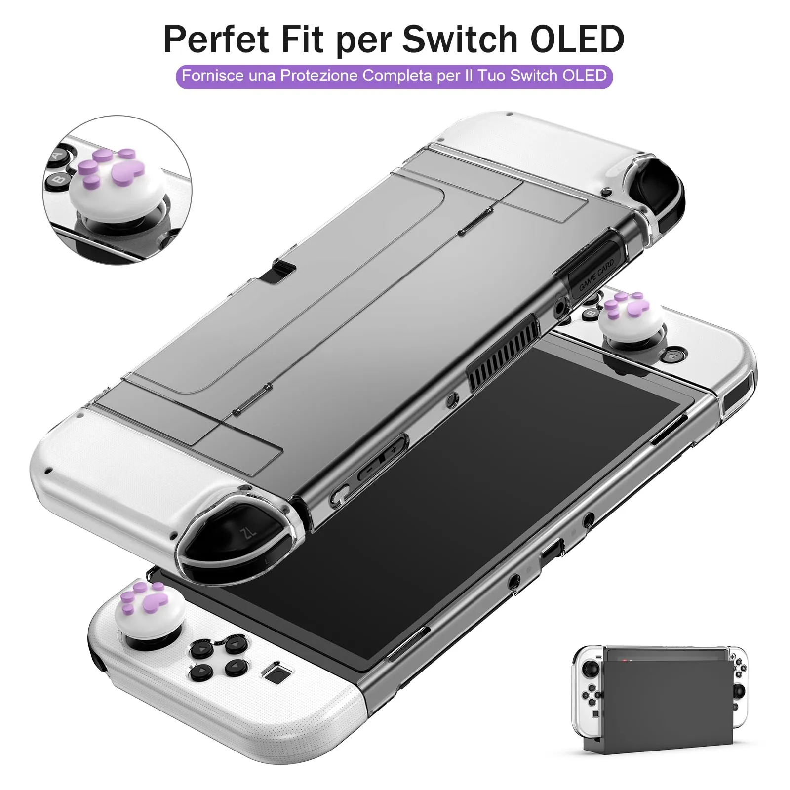 Younik Kit Accessori 17 in 1 per Switch OLED (Viola) - immagine 4