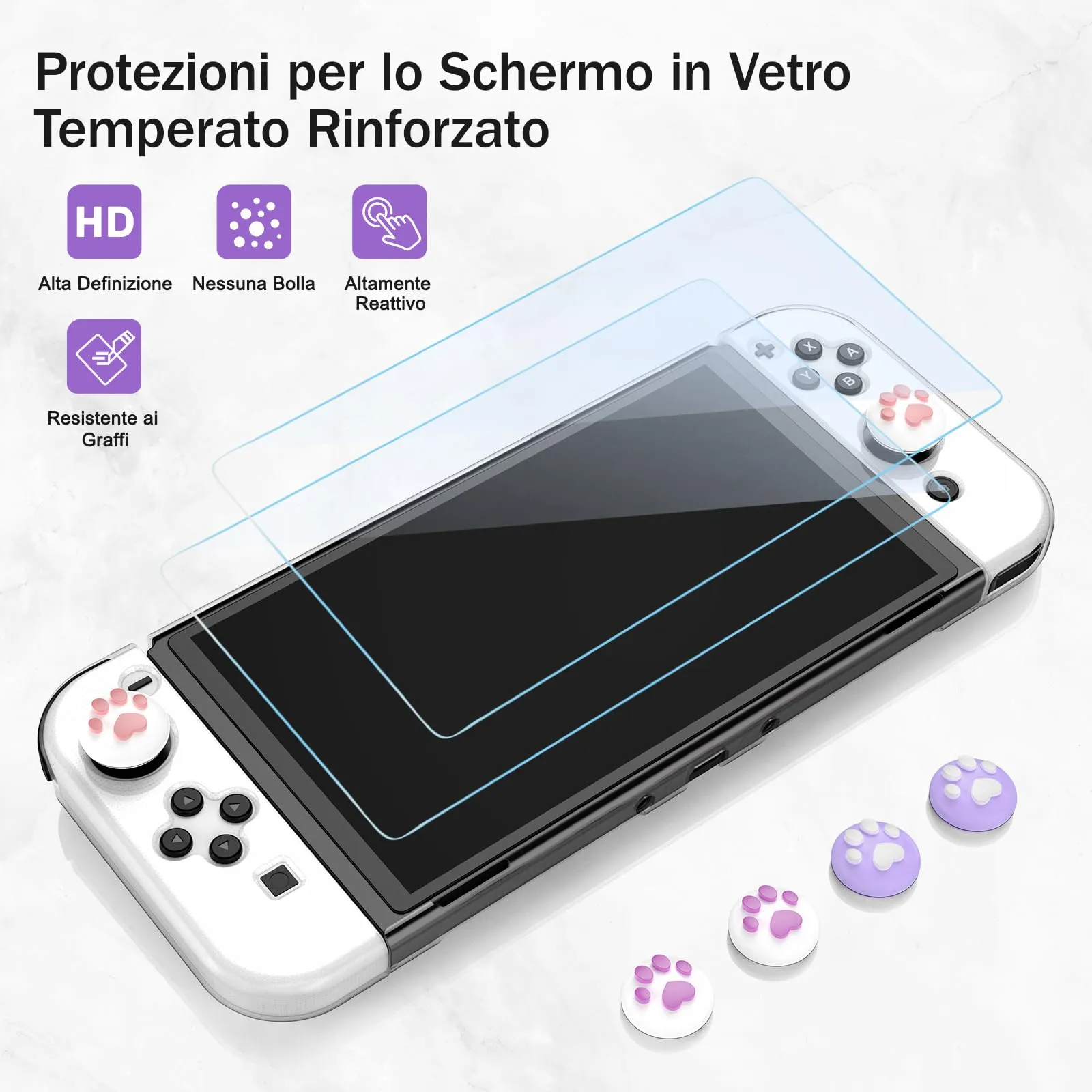 Younik Kit Accessori 17 in 1 per Switch OLED (Viola) - immagine 5