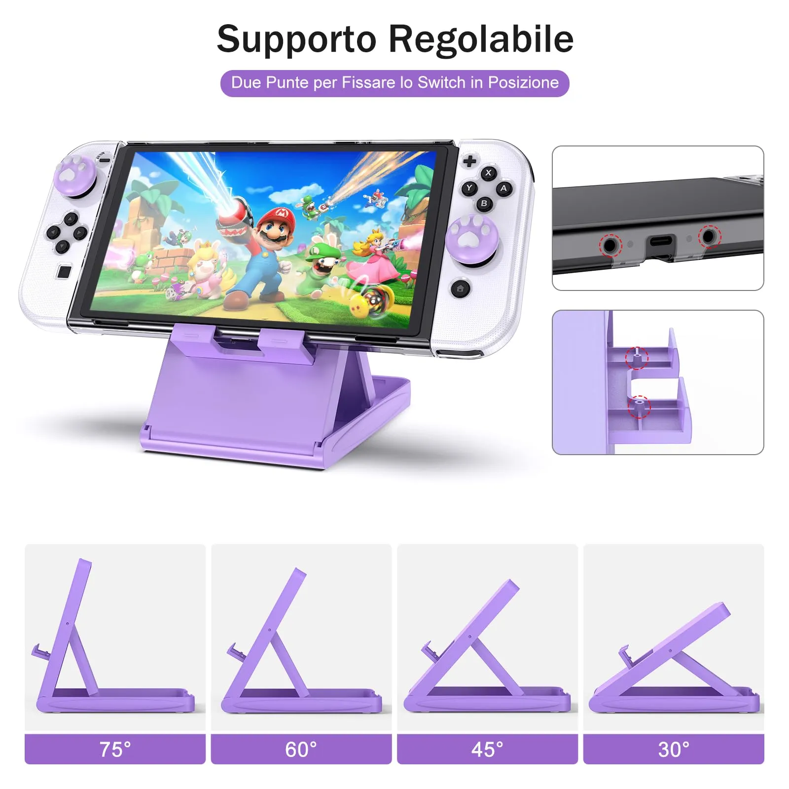 Younik Kit Accessori 17 in 1 per Switch OLED (Viola) - immagine 6
