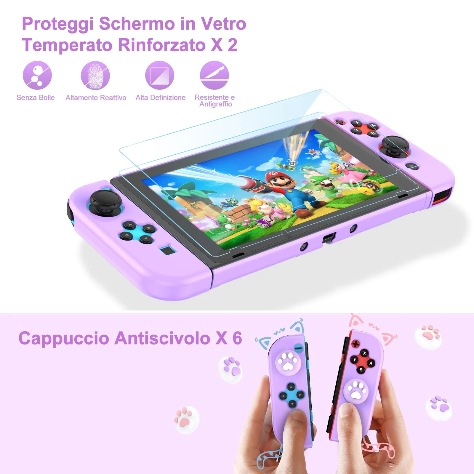 Younik Kit Accessori 17 in 1 per Switch (Viola) - immagine 5