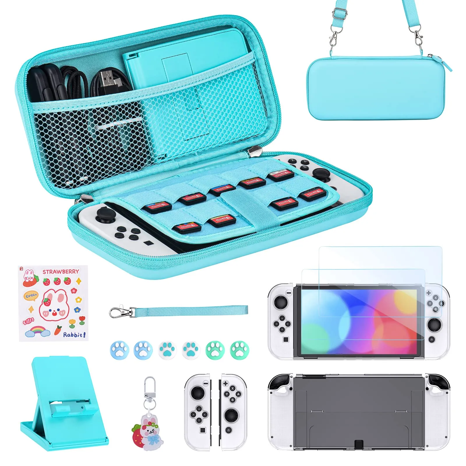 Younik Kit Accessori 17 in 1 per Switch OLED, Blu - immagine 1