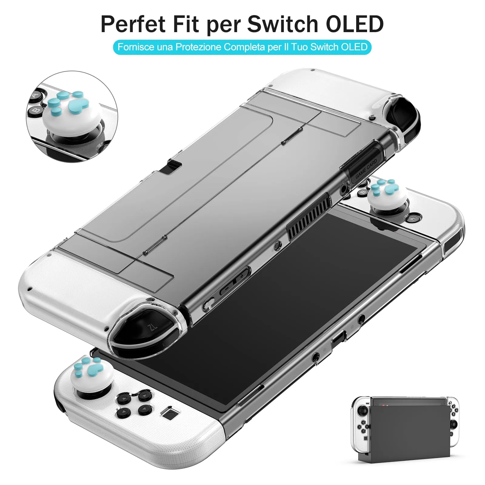 Younik Kit Accessori 17 in 1 per Switch OLED, Blu - immagine 4