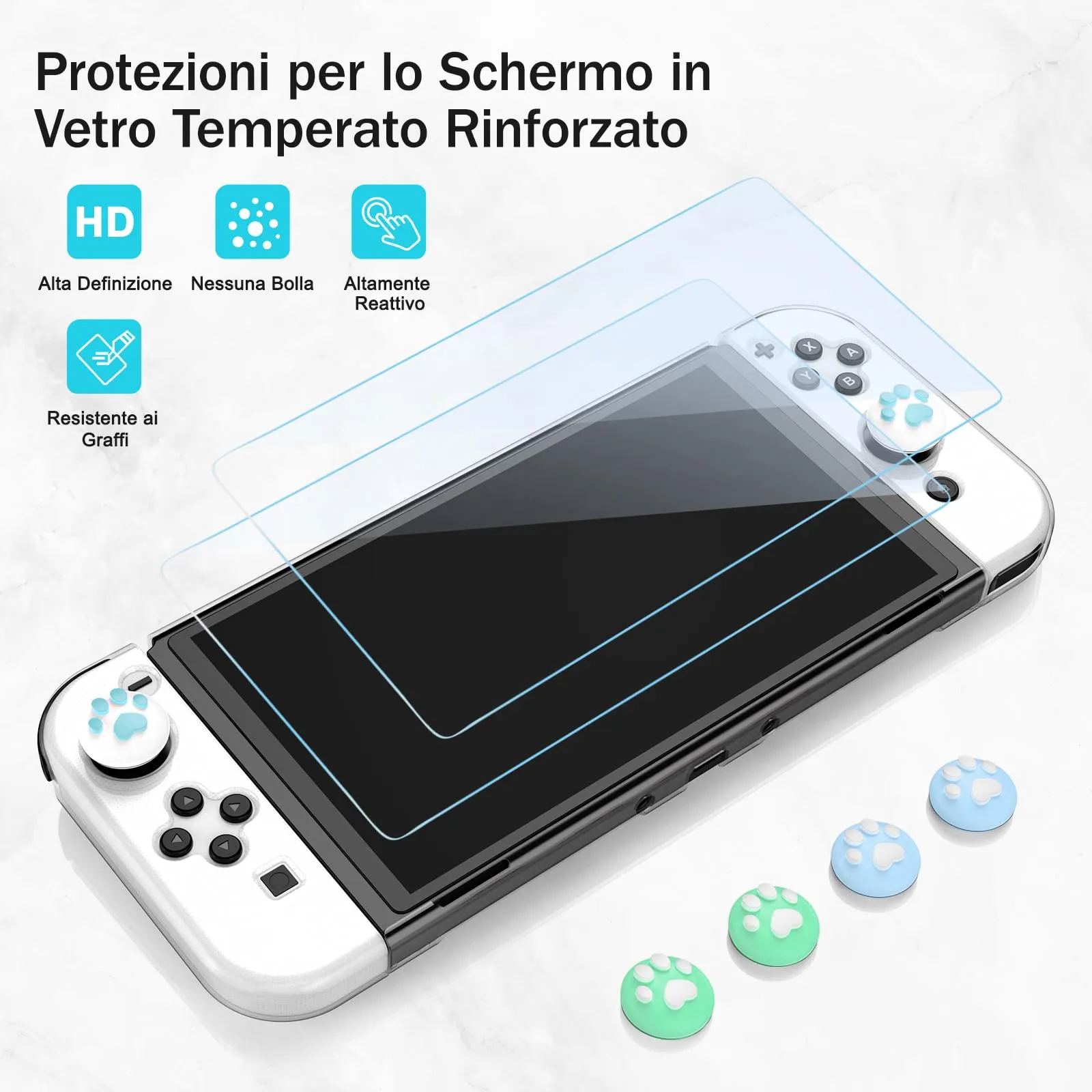 Younik Kit Accessori 17 in 1 per Switch OLED, Blu - immagine 5