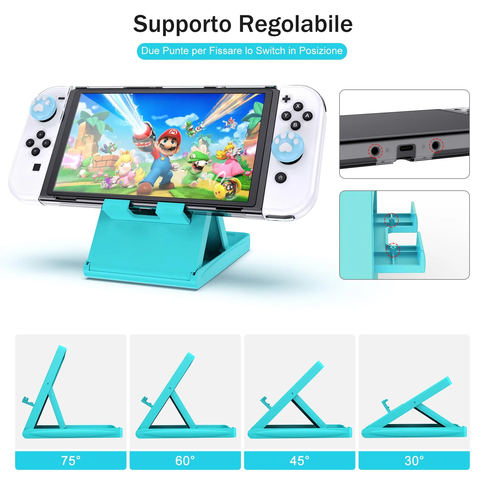 Younik Kit Accessori 17 in 1 per Switch OLED, Blu - immagine 6