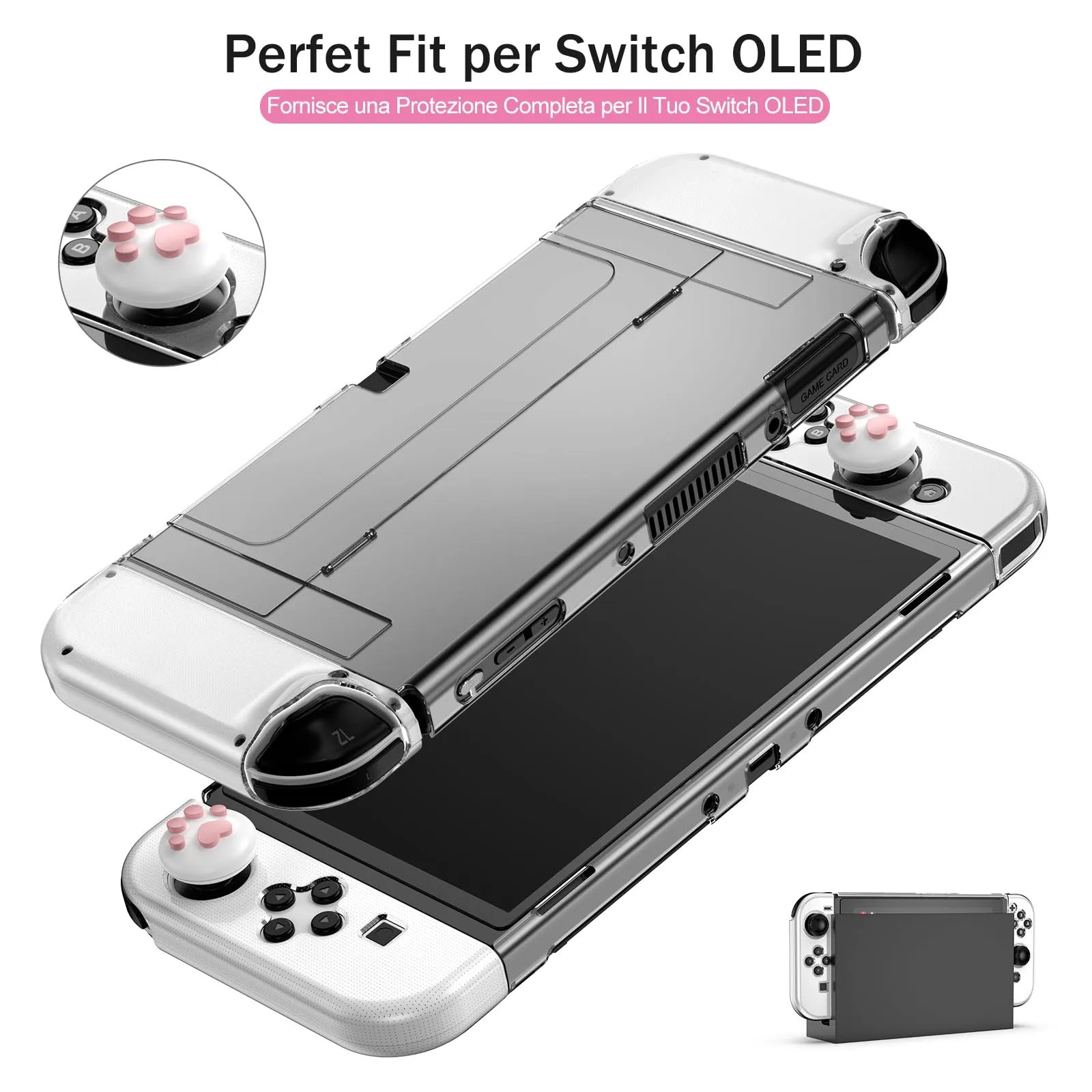 Younik Kit Accessori 17 in 1 per Nintendo Switch OLED, Rosa Brillante - immagine 4