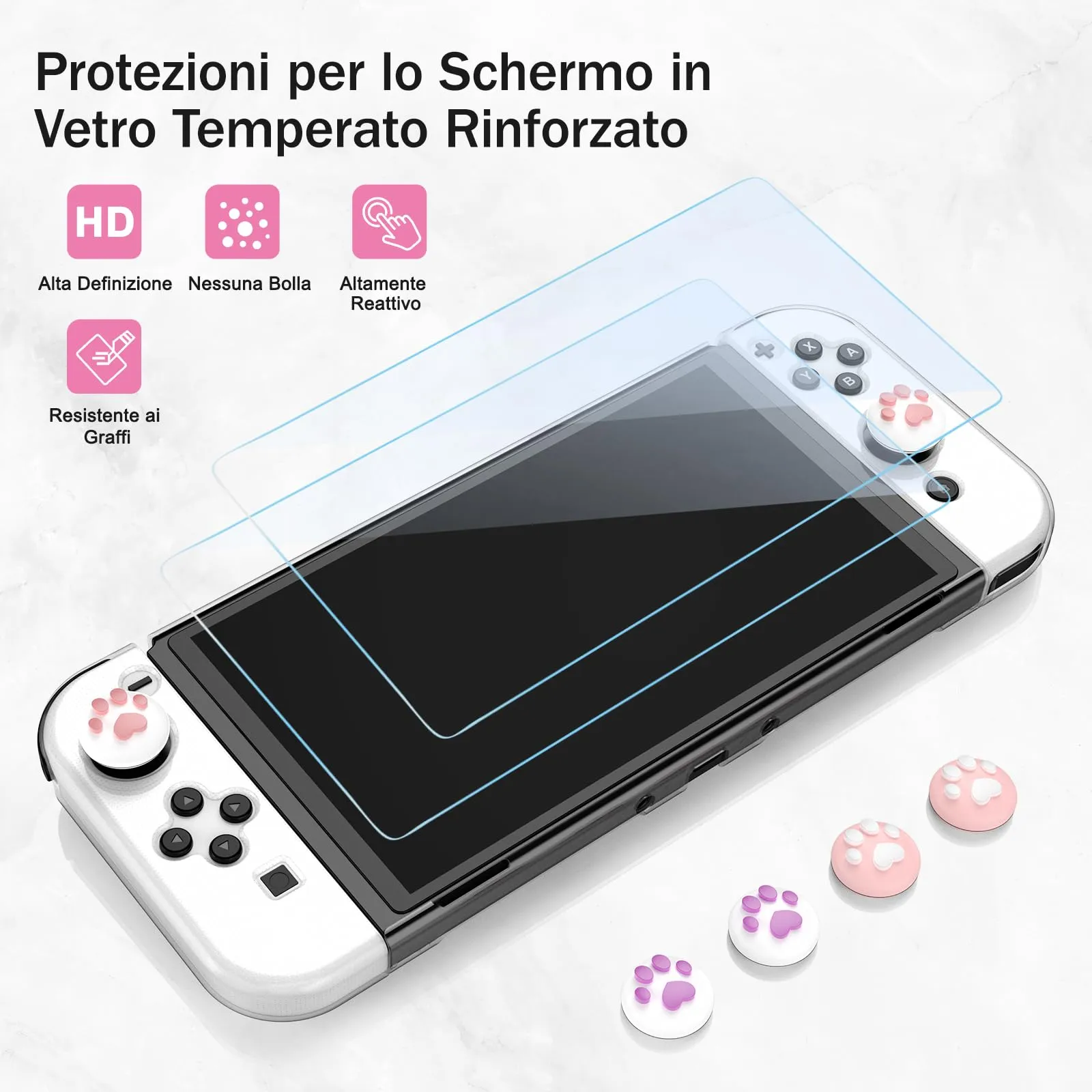 Younik Kit Accessori 17 in 1 per Nintendo Switch OLED, Rosa Brillante - immagine 5