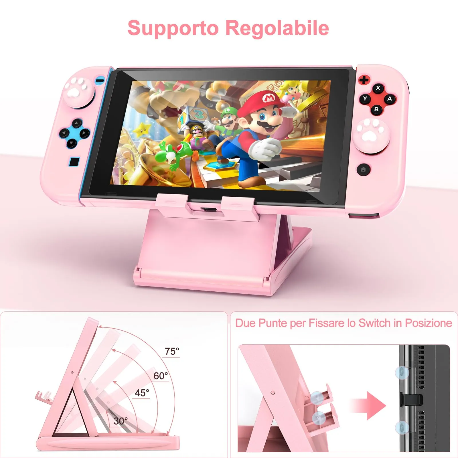 Younik Kit Accessori 17 in 1 per Nintendo Switch, Rosa Brillante - immagine 6
