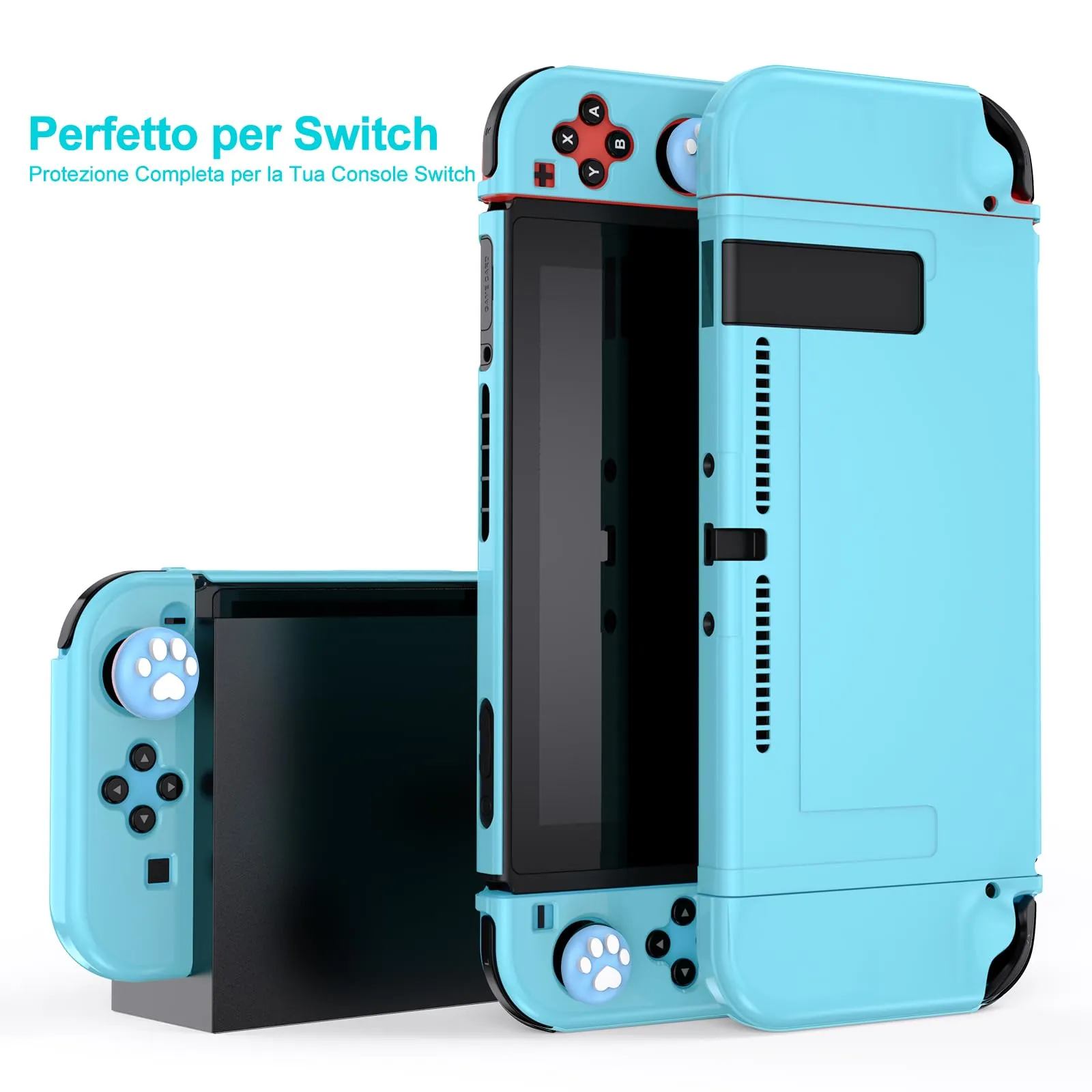 Younik Kit Accessori 17 in 1 per Nintendo Switch, Include Custodia, Supporto Regolabile e Protezioni per Console e Joy-Con (Blu) - immagine 8
