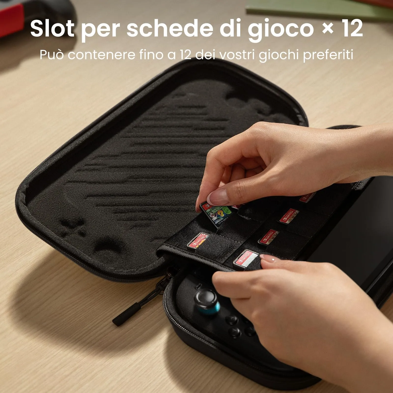 tomtoc Custodia per Nintendo Switch 2 (2025), Borsa da Trasporto Slim con 12 Slot per Cartucce di Gioco - immagine 7