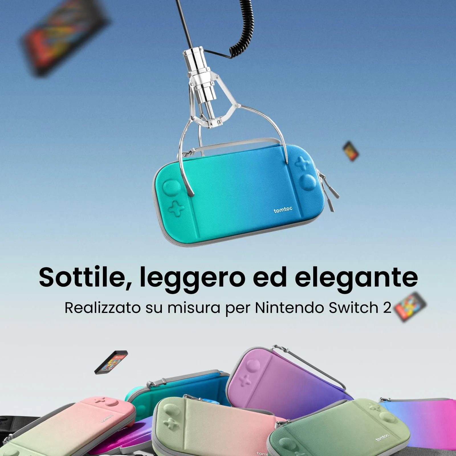 tomtoc Custodia per Nintendo Switch 2 (2025), Borsa da Trasporto Slim con 12 Slot per Cartucce di Gioco - immagine 2