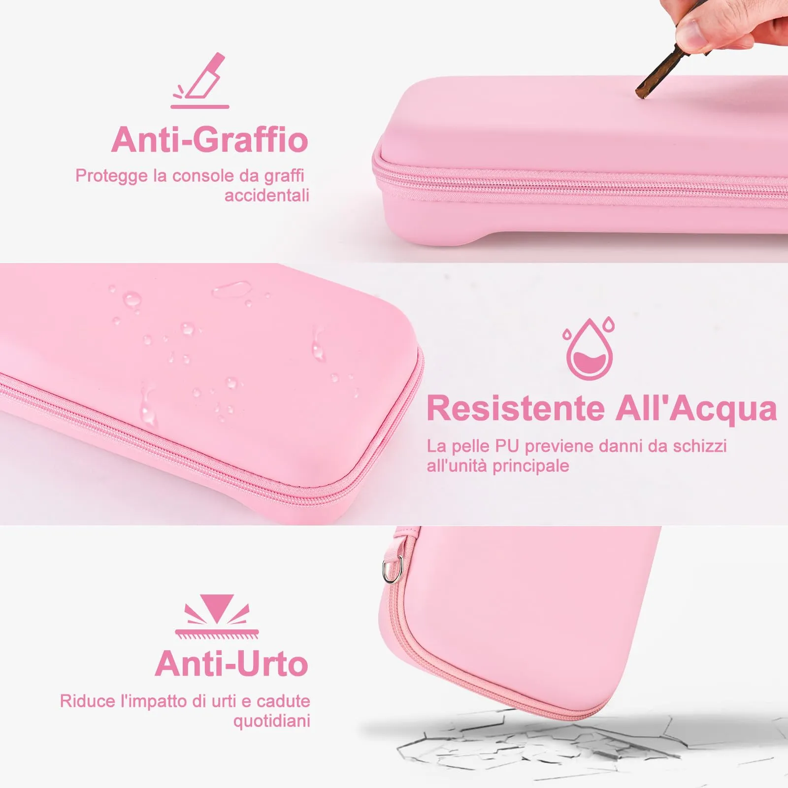Younik Custodia per Switch 2 (2025), Kit Accessori 15 in 1 con Alloggiamenti per 19 Schede di Gioco e Protezione per J-Con, Rosa - immagine 5