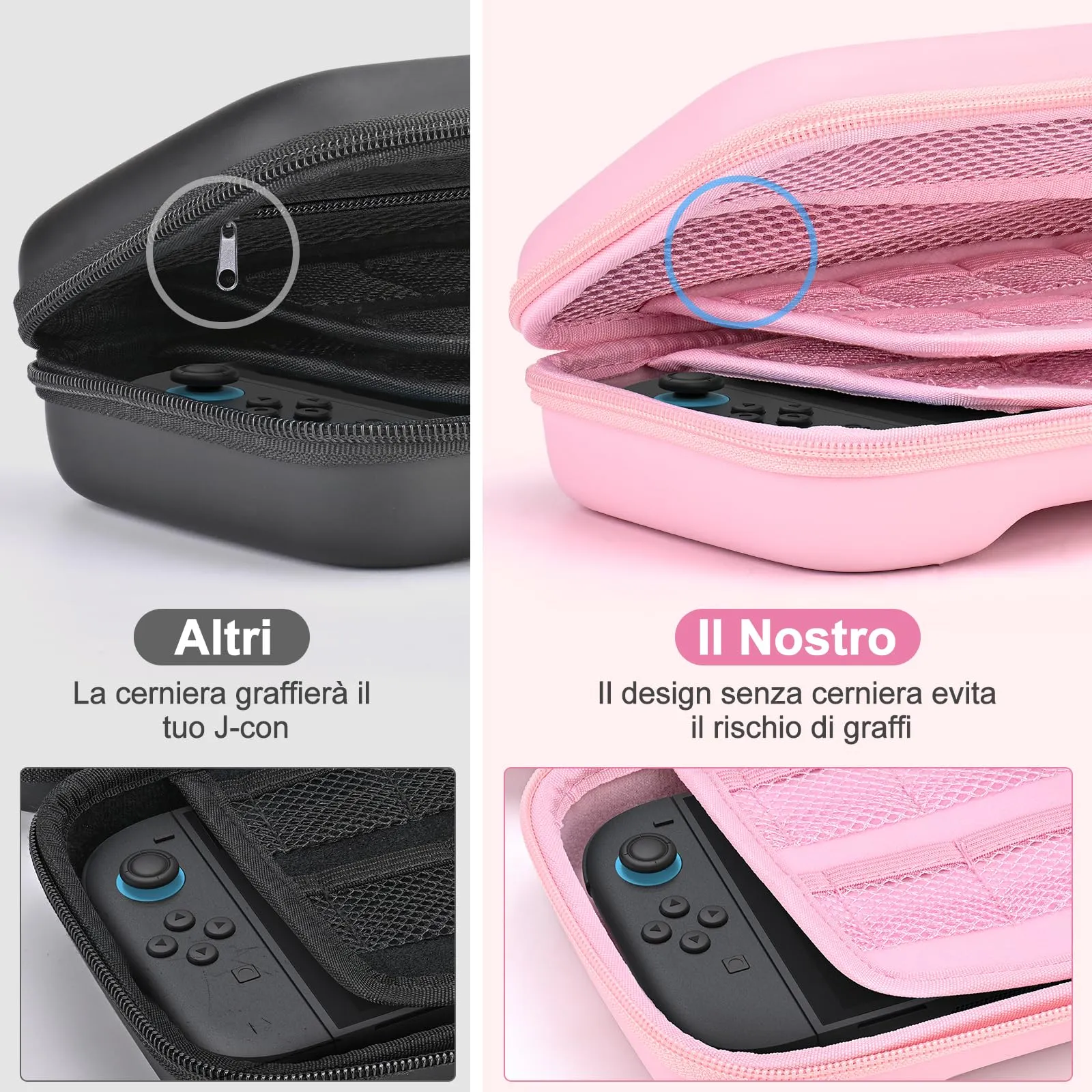 Younik Custodia per Switch 2 (2025), Kit Accessori 15 in 1 con Alloggiamenti per 19 Schede di Gioco e Protezione per J-Con, Rosa - immagine 6