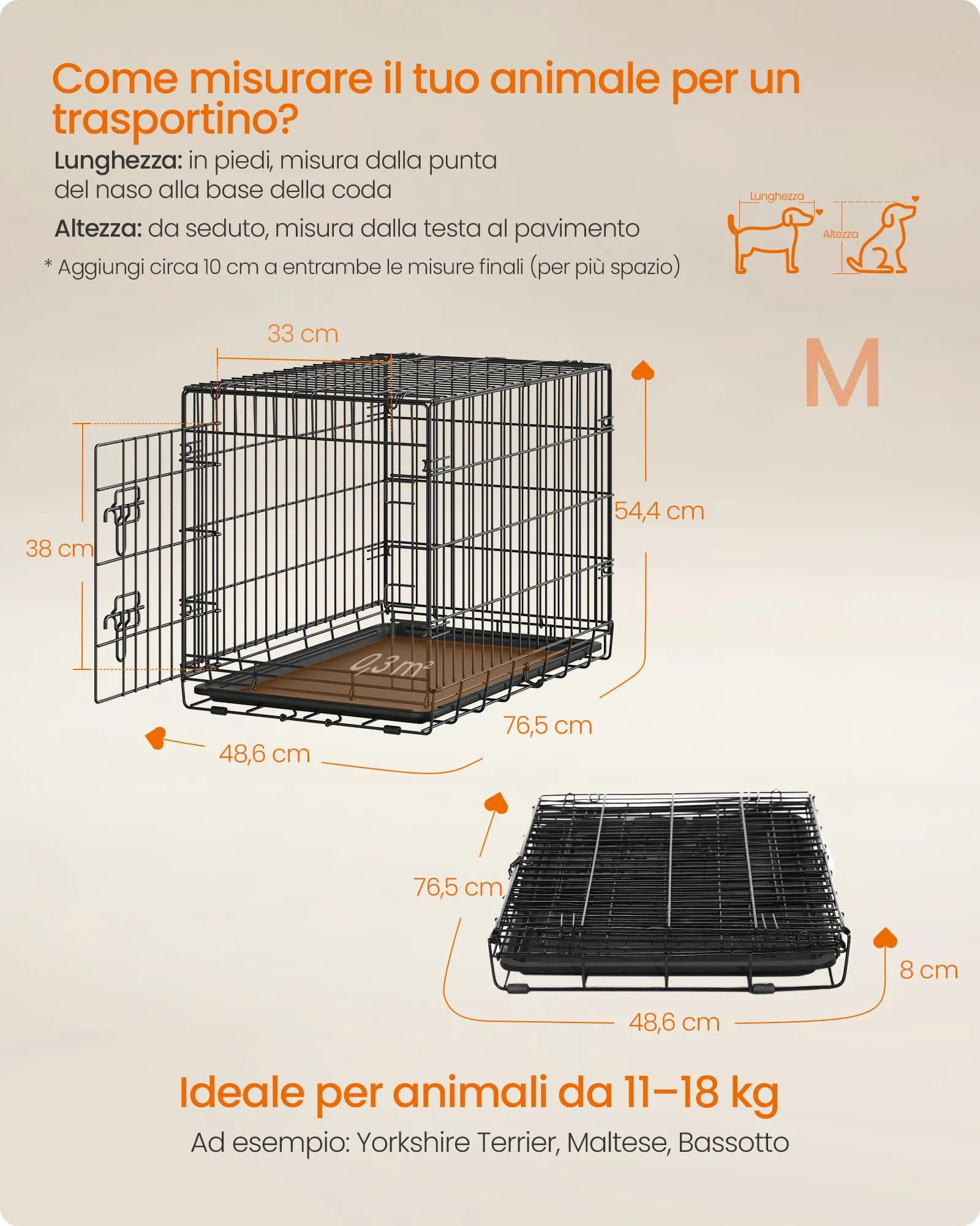 Feandrea Gabbia per Cani Pieghevole, 1 Porta, 76,5 x 48,6 x 54,4 cm - immagine 3