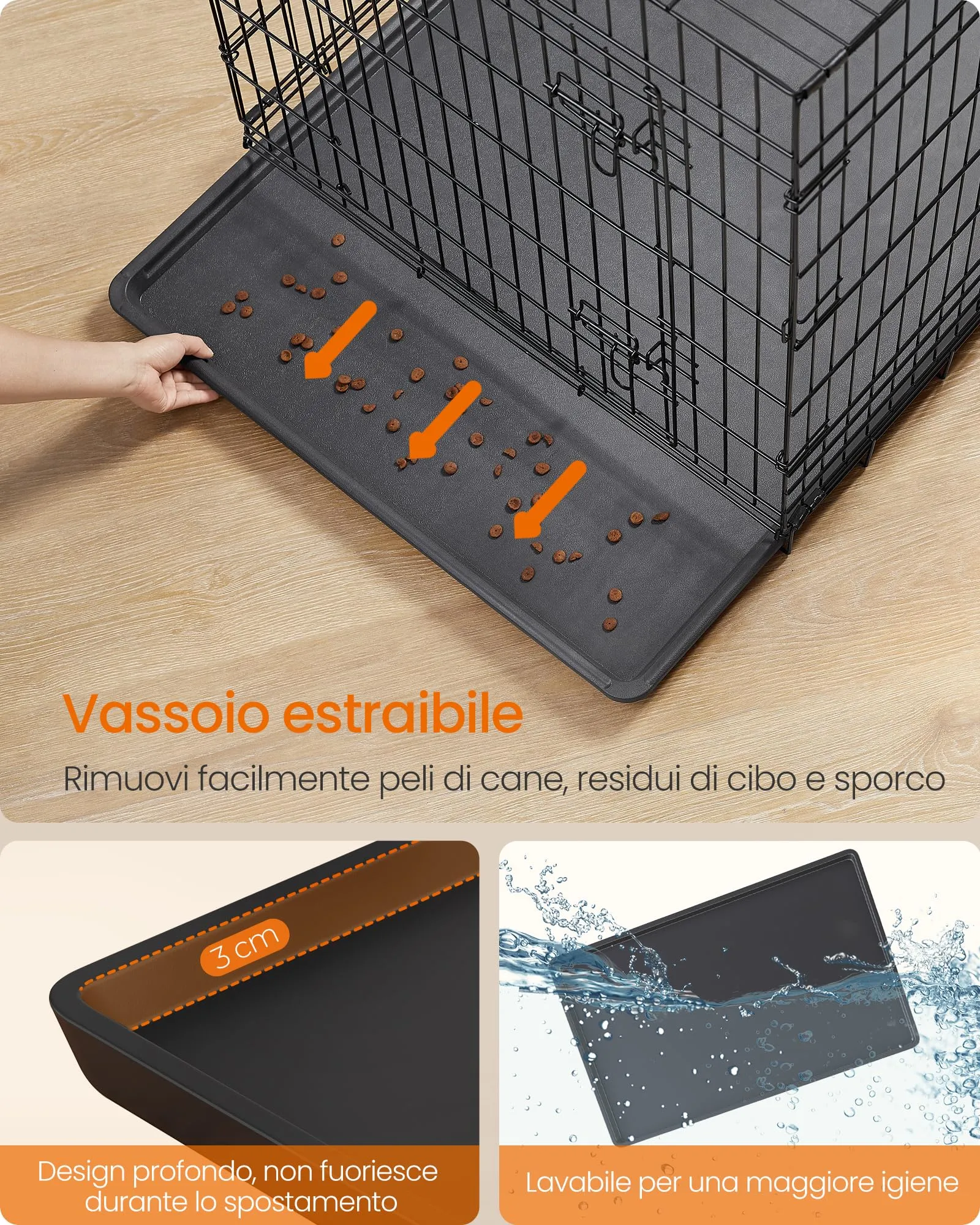 Feandrea Gabbia per Cani Pieghevole, 1 Porta, 76,5 x 48,6 x 54,4 cm - immagine 5