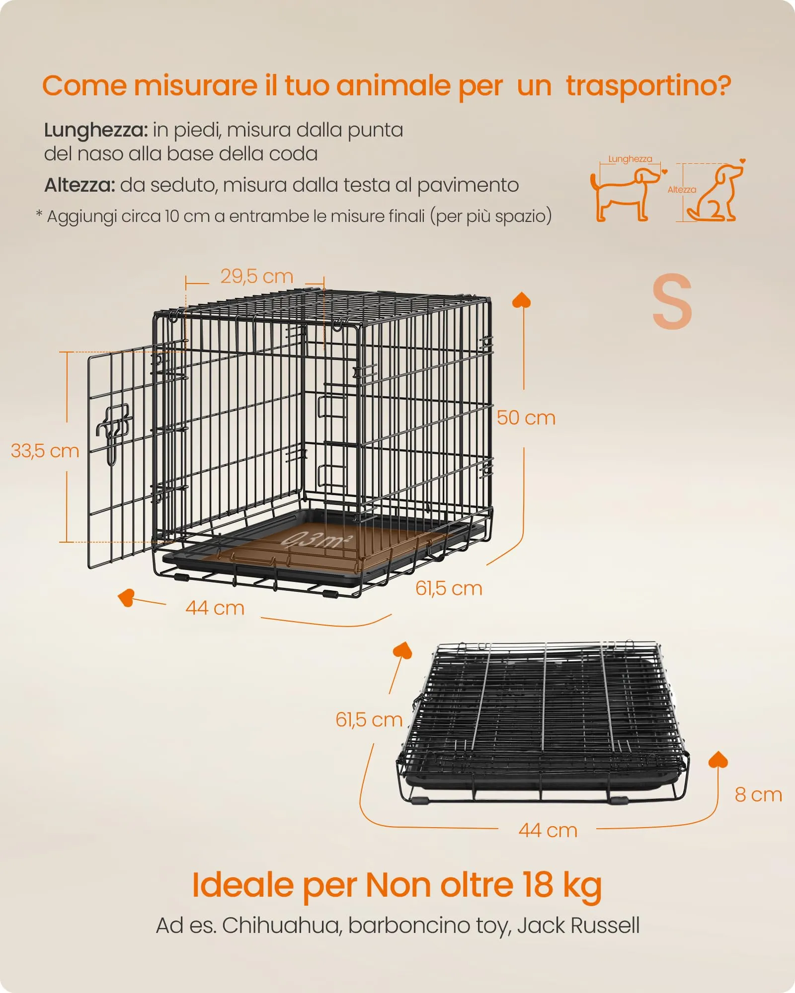 Feandrea Gabbia per Cani Pieghevole, 61,5 x 44 x 50 cm, Nero Inchiostro - immagine 3