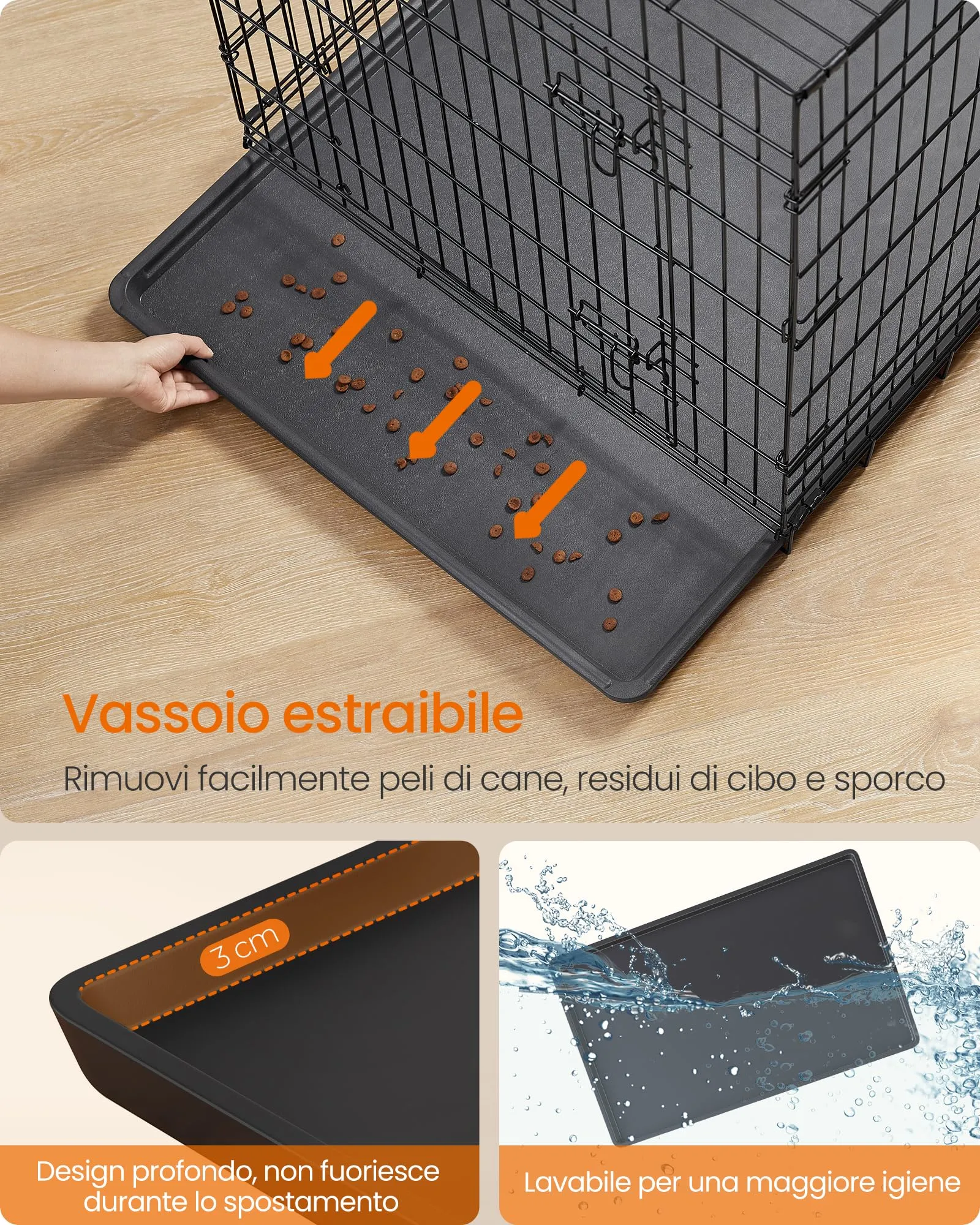 Feandrea Gabbia per Cani Pieghevole, 1 Porta, 107 x 70,6 x 70,6 cm - immagine 5
