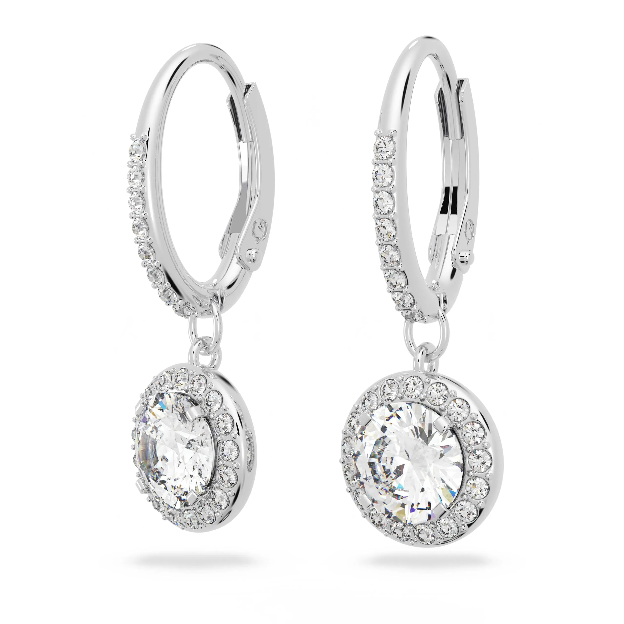 Swarovski Angelic Orecchini Pendenti, Taglio Round, Bianchi, Placcato Rodio - immagine 2