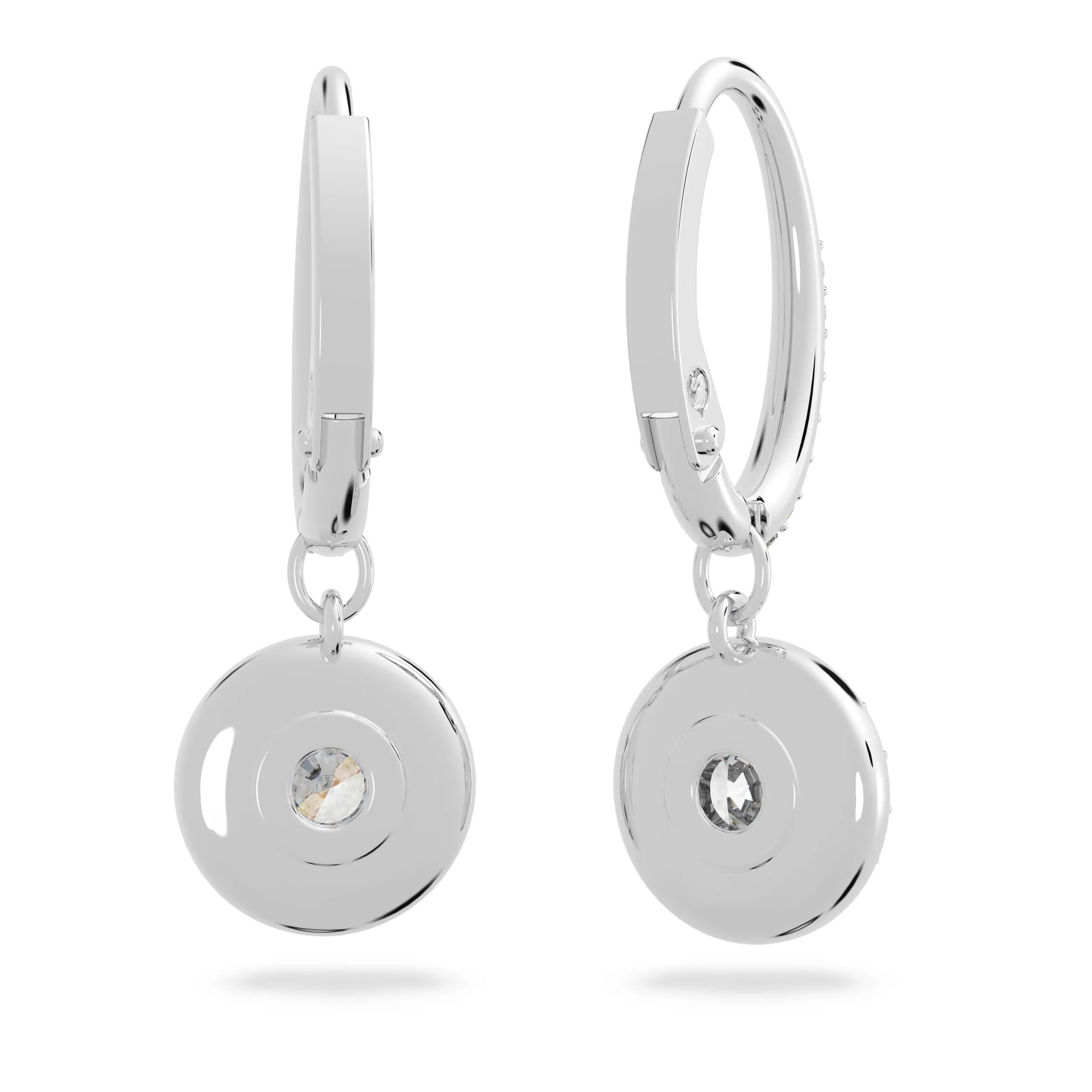Swarovski Angelic Orecchini Pendenti, Taglio Round, Bianchi, Placcato Rodio - immagine 3