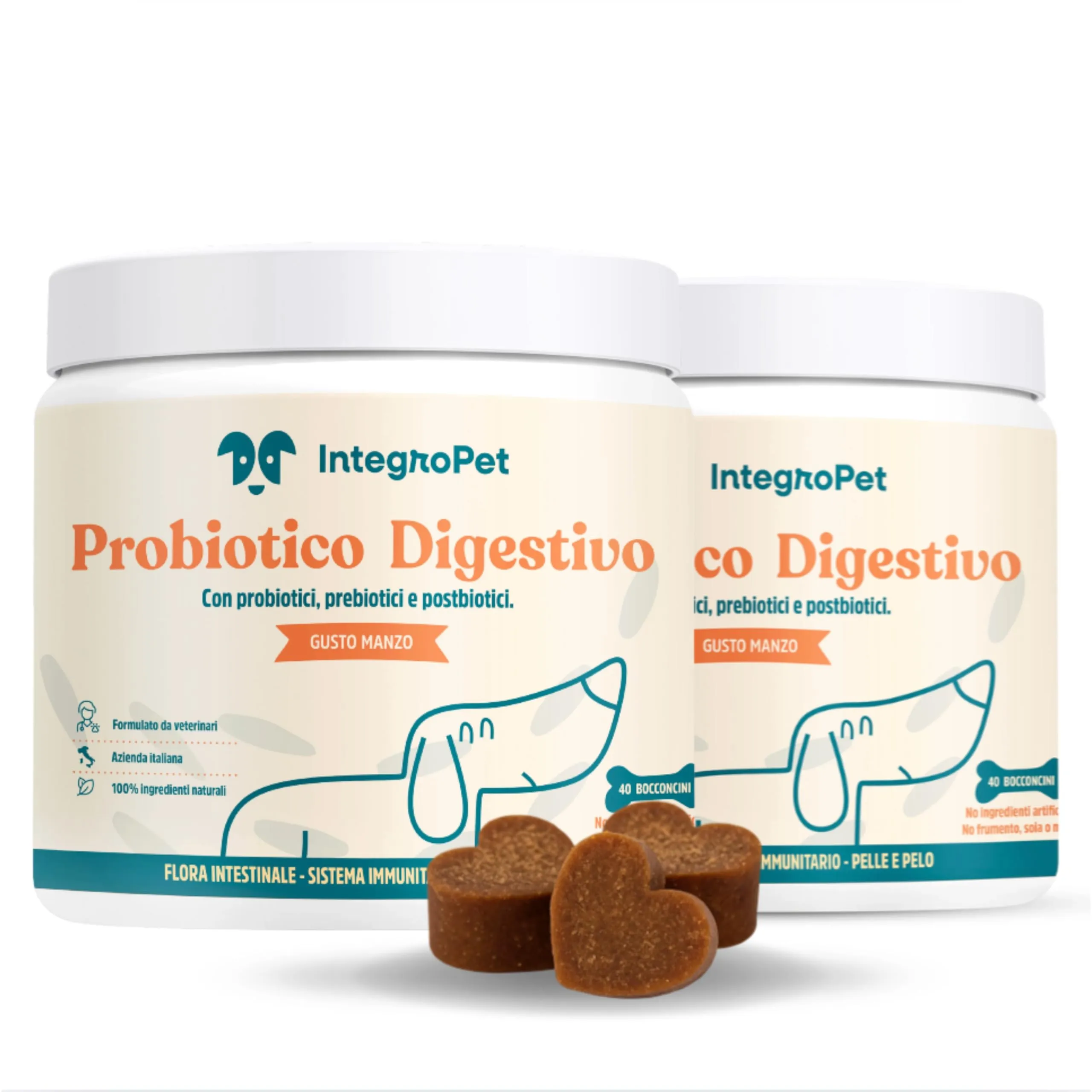 Integropet Probiotico per Cani Gusto Manzo, 80 Bocconcini (2 Confezioni) - immagine 1