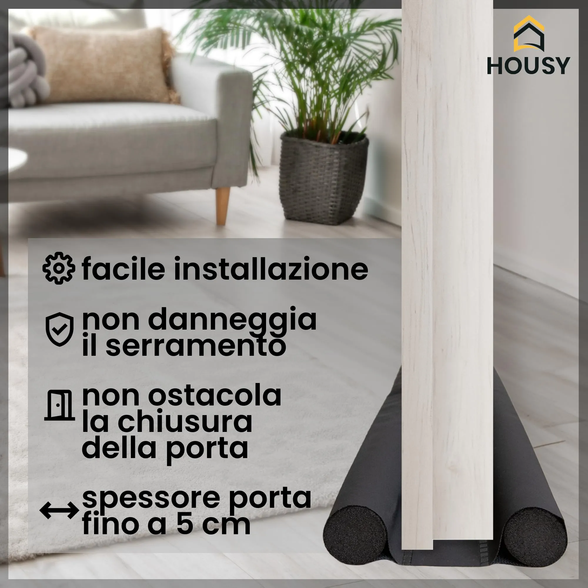 HOUSY Paraspifferi Sottoporta per Porte Interne ed Esterne, 30cm x 2.5cm, 6 unità - immagine 2