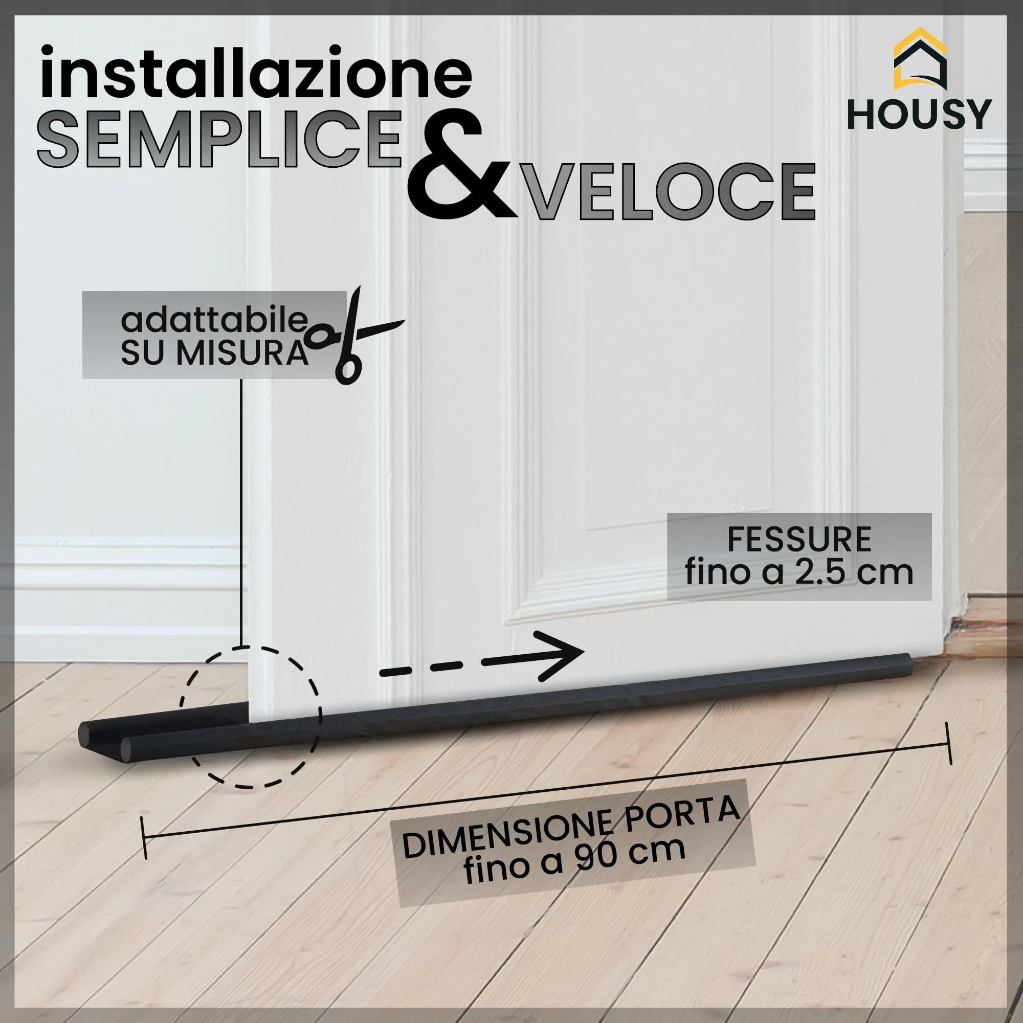 HOUSY Paraspifferi Sottoporta per Porte Interne ed Esterne, 30cm x 2.5cm, 6 unità - immagine 4