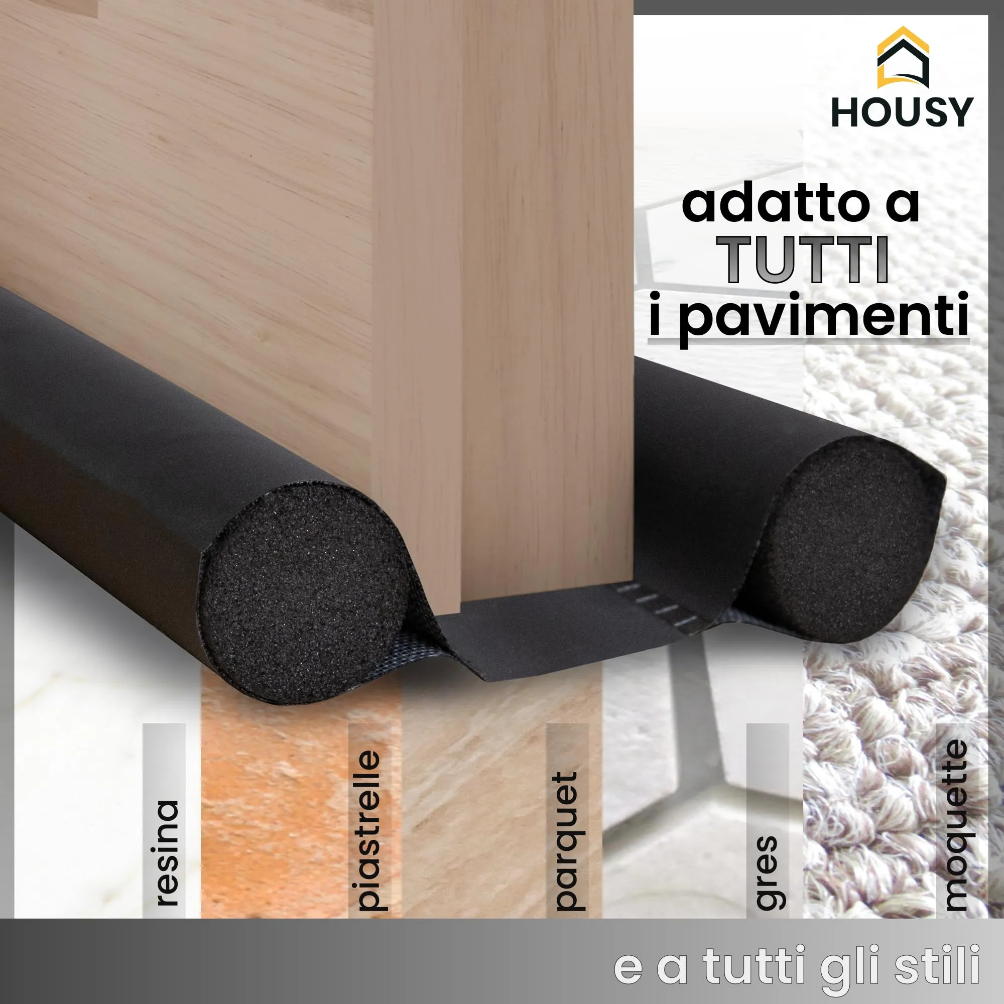 HOUSY Paraspifferi Sottoporta per Porte Interne ed Esterne, 30cm x 2.5cm, 6 unità - immagine 5