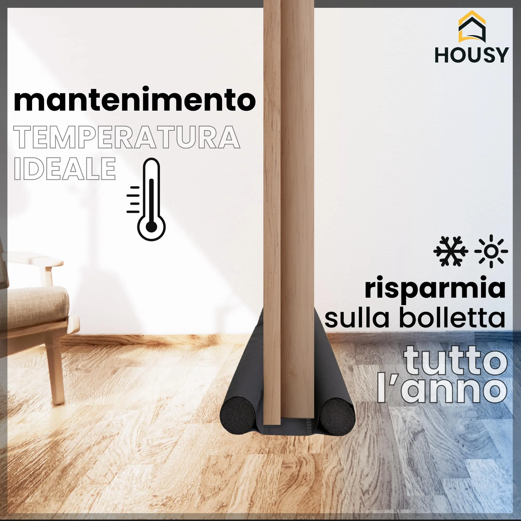 HOUSY Paraspifferi Sottoporta per Porte Interne ed Esterne, 30cm x 2.5cm, 6 unità - immagine 6