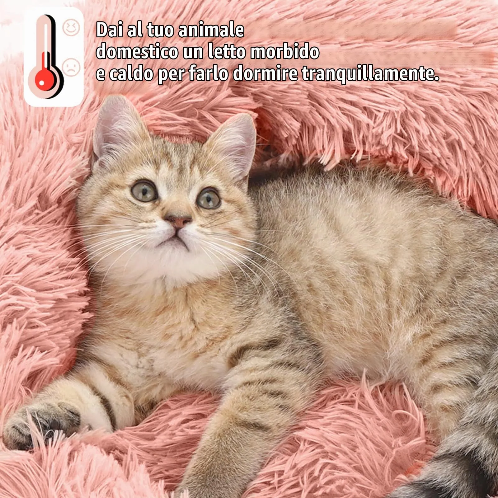 Nepfaivy Cuccia per Gatti e Cani da Interno, 80 x 80 x 22 cm, Rosa - immagine 4