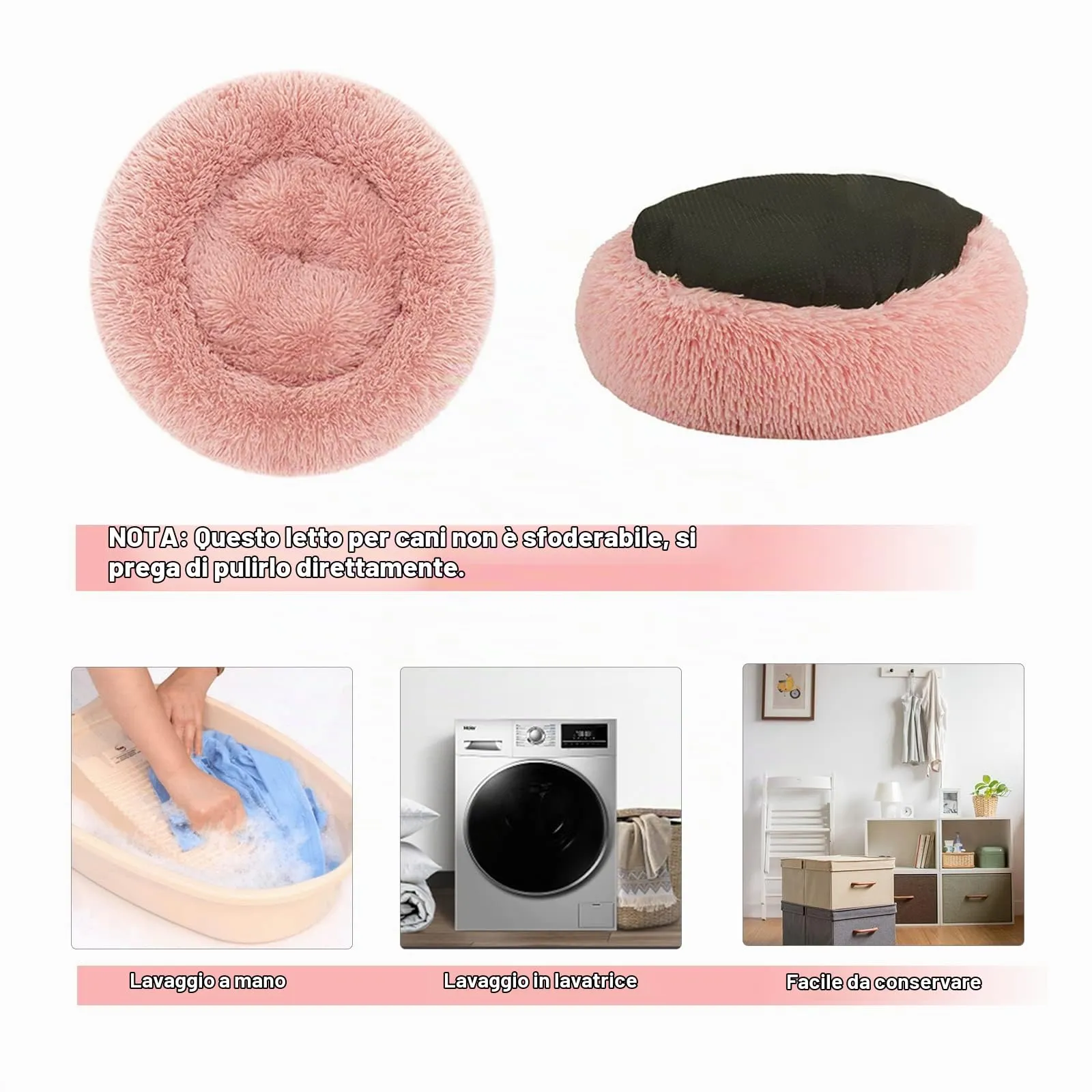 Nepfaivy Cuccia per Gatti e Cani da Interno, 80 x 80 x 22 cm, Rosa - immagine 6