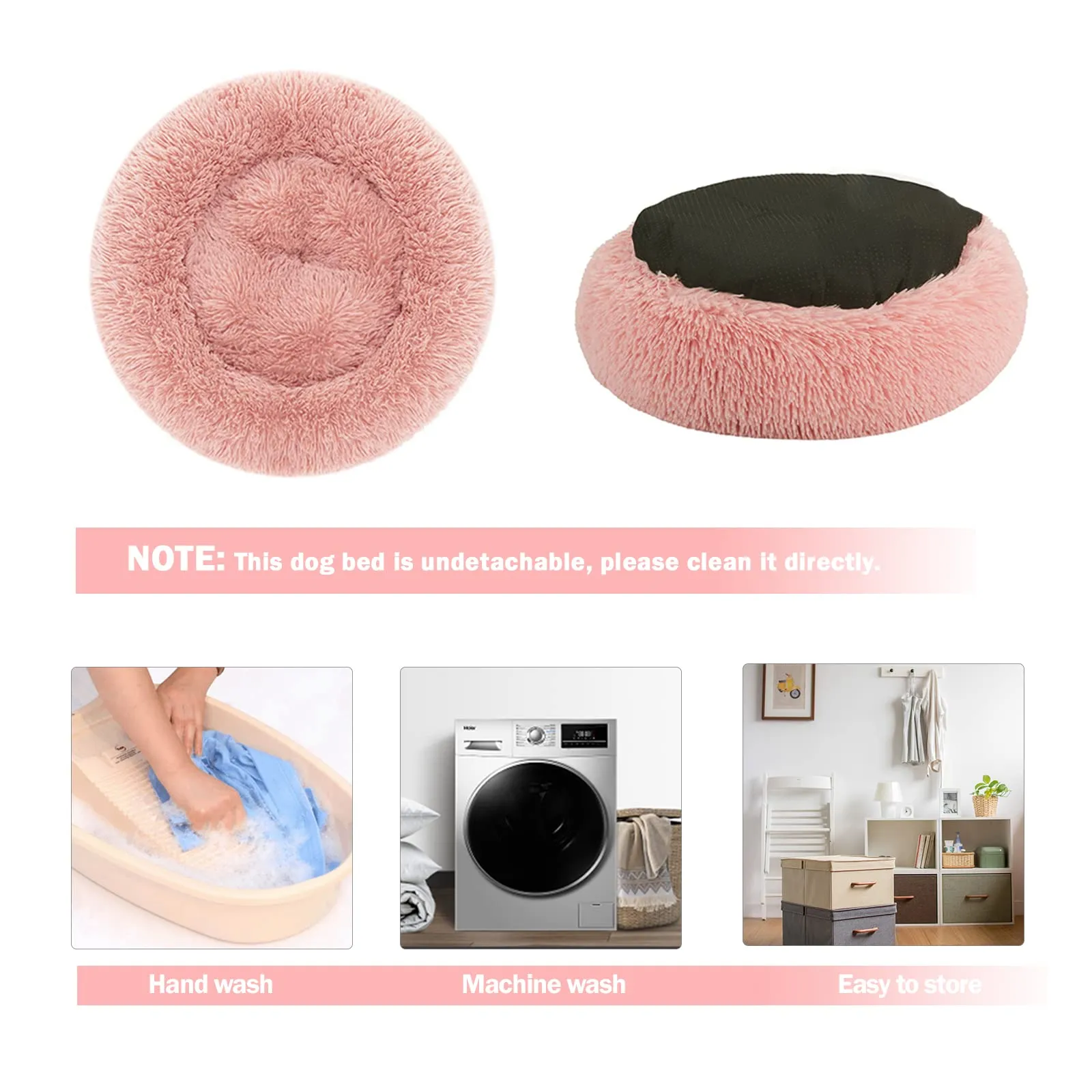 Nepfaivy Cuccia per Gatti e Cani da Interno, 80 x 80 x 22 cm, Rosa - immagine 9
