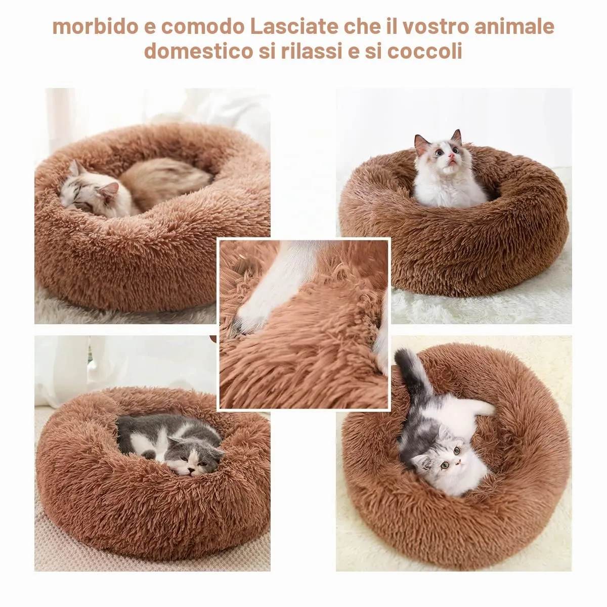 Nepfaivy Cuccia per Gatti e Cani da Interno, 70 x 70 x 20 cm, Marrone - immagine 3