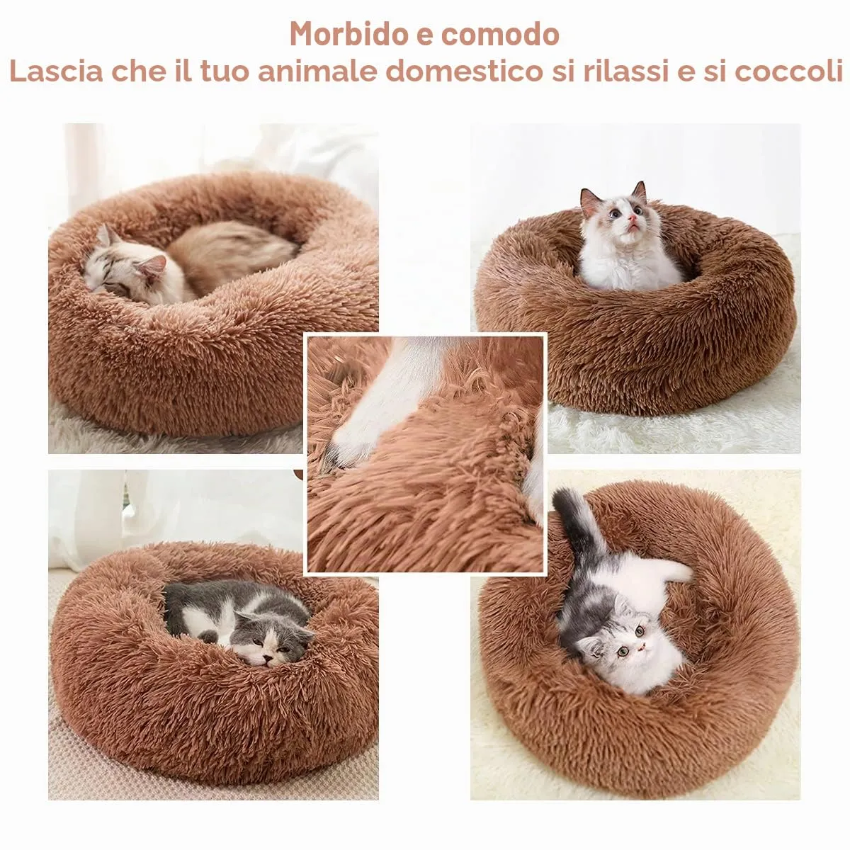 Nepfaivy Cuccia per Gatti e Cani da Interno, 70 x 70 x 20 cm, Marrone - immagine 7