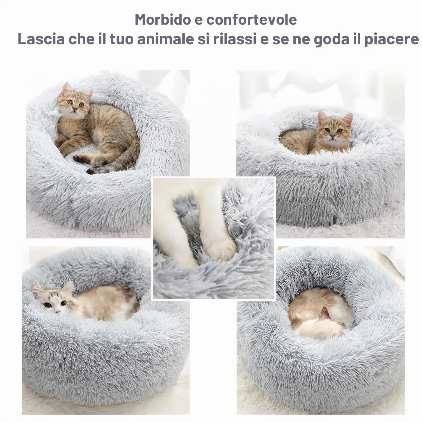 Nepfaivy Cuccia per Gatti e Cani da Interno, Grigio Chiaro, 60 x 60 x 19 cm - immagine 4