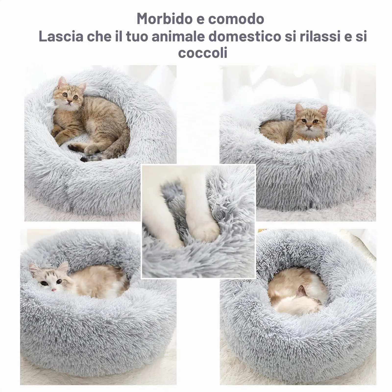 Nepfaivy Cuccia per Gatti e Cani da Interno, Grigio Chiaro, 80 x 80 x 22 cm - immagine 5