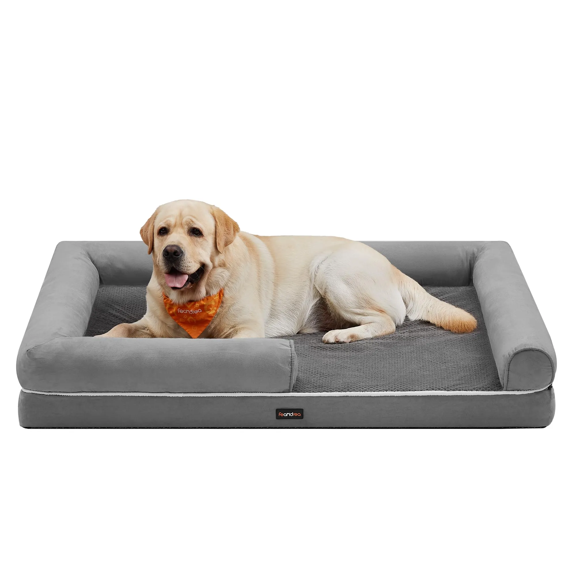 Feandrea Cuccia per Cani Ortopedica, Letto Divano con Bordi Rialzati, Copertura Sfoderabile, 135 x 107 x 23 cm, Grigio Chiaro PGW079G02 - immagine 1