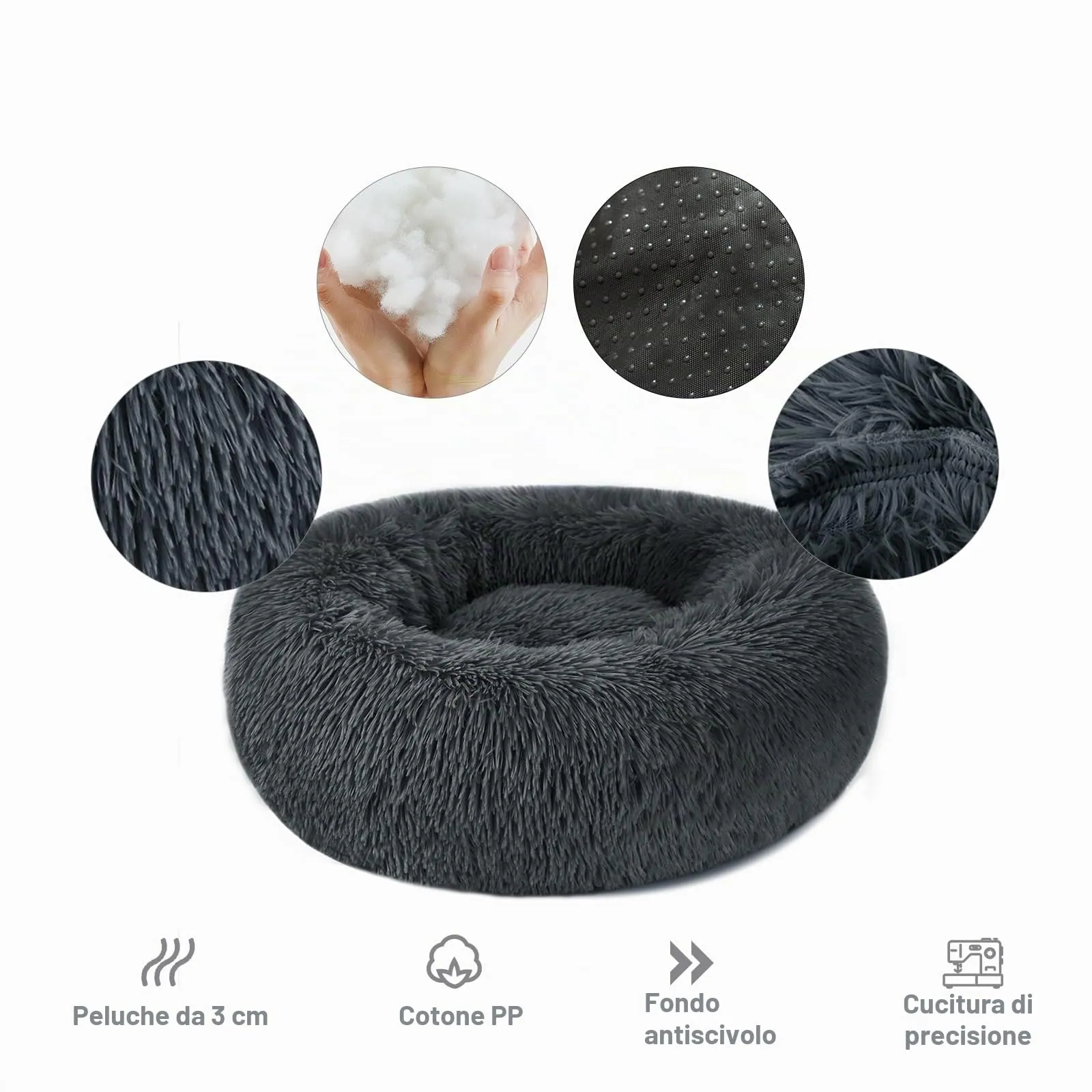 Nepfaivy Cuccia per Gatti e Cani da Interno, 70 x 70 x 20 cm, Grigio Scuro - immagine 2