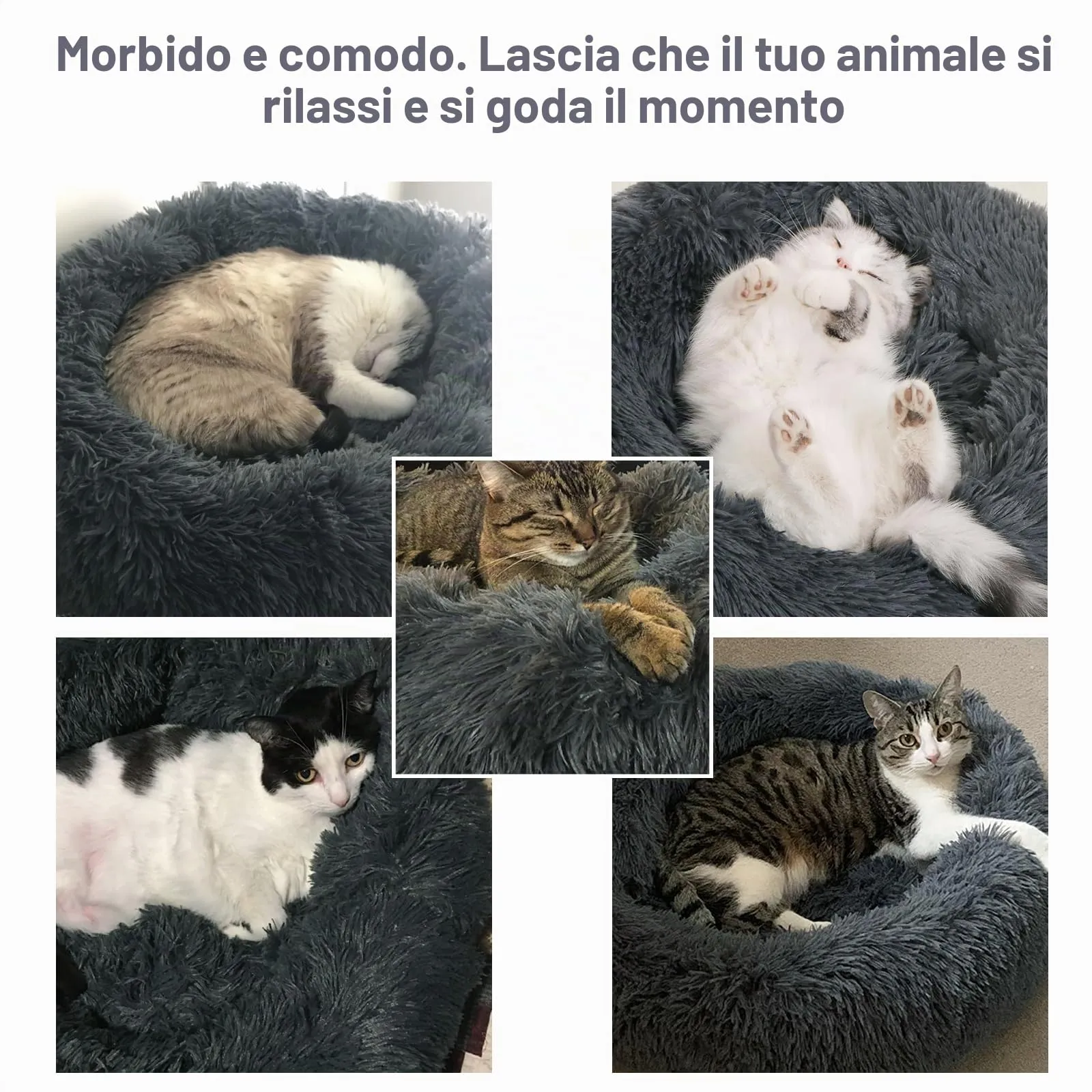 Nepfaivy Cuccia per Gatti e Cani da Interno, 70 x 70 x 20 cm, Grigio Scuro - immagine 4
