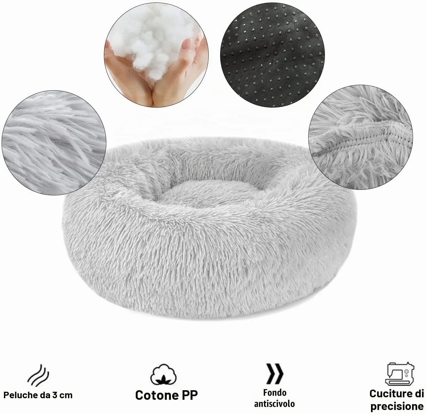 Nepfaivy Cuccia per Gatti e Cani da Interno, Grigio Chiaro, 70 x 70 x 20 cm - immagine 2