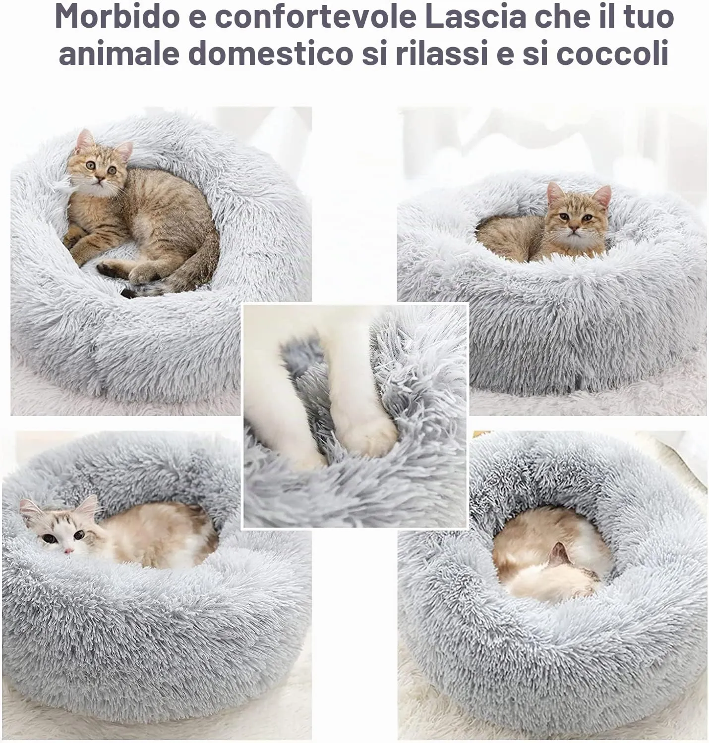 Nepfaivy Cuccia per Gatti e Cani da Interno, Grigio Chiaro, 70 x 70 x 20 cm - immagine 4