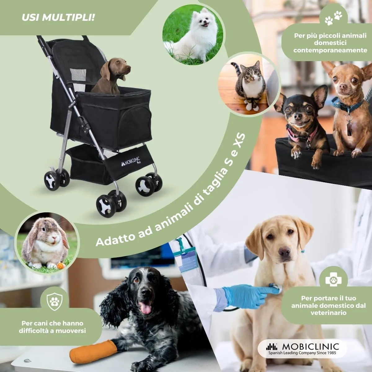 Mobiclinic Zuma Passeggino per cani fino a 15 kg, Nero - immagine 7