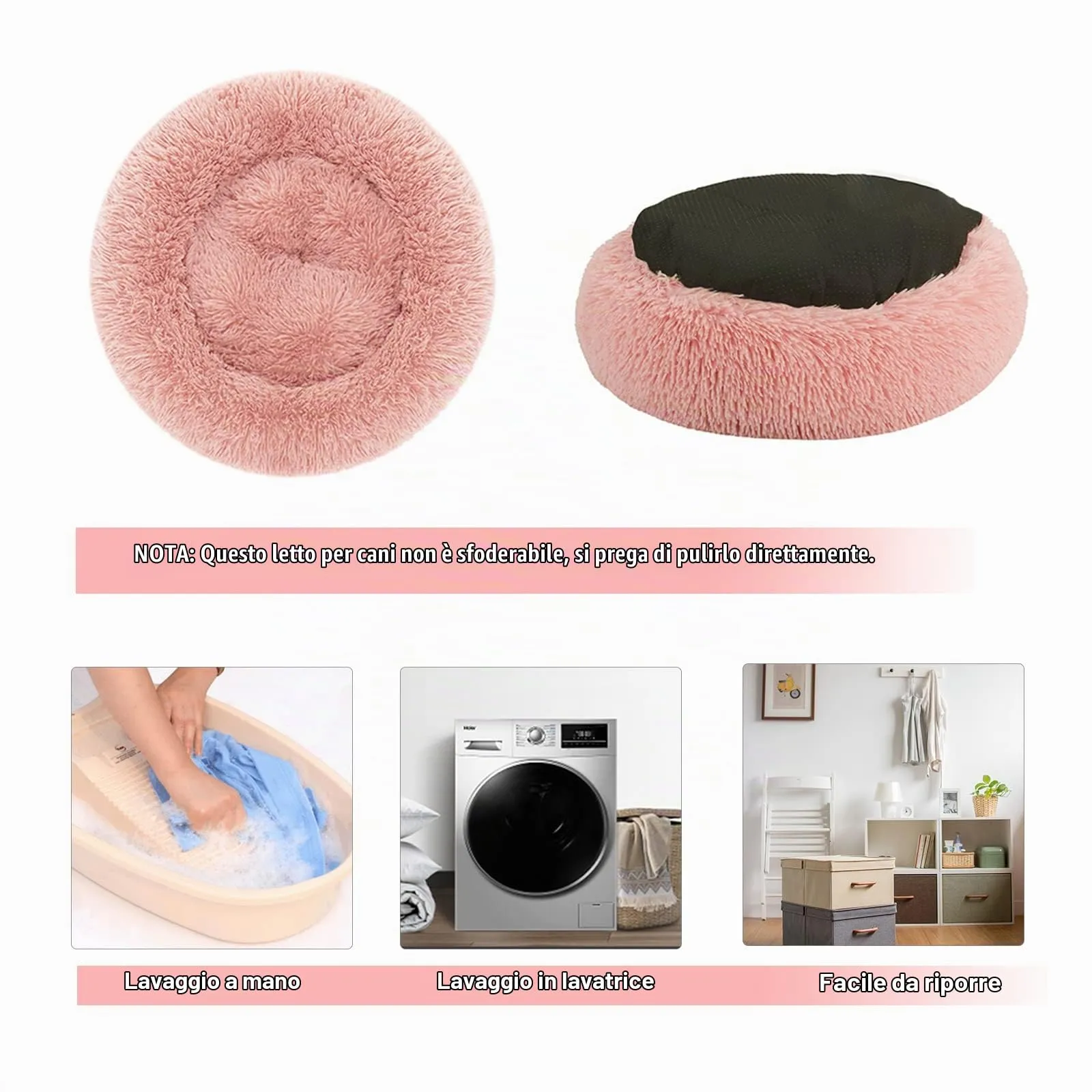 Nepfaivy Cuccia per Gatti e Cani da Interno, Rosa, 40 x 40 x 13 cm - immagine 6