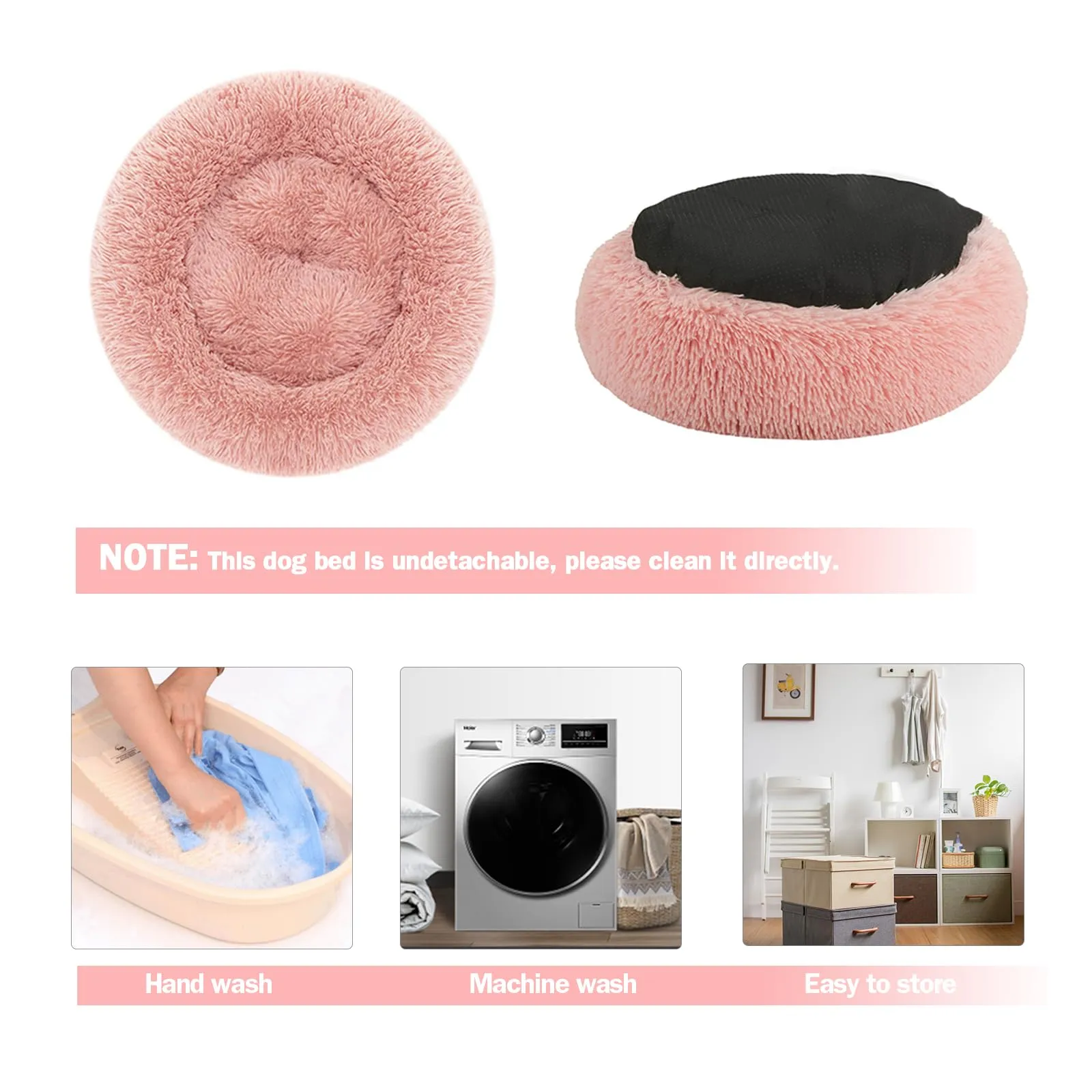 Nepfaivy Cuccia per Gatti e Cani da Interno, 50 x 50 x 18 cm, Rosa - immagine 6