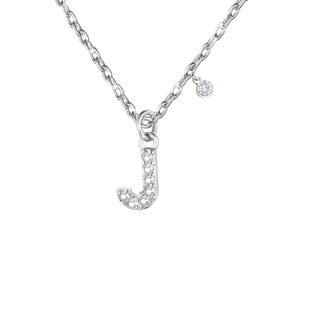 GUOYU Collana Iniziale Lettera J in Acciaio Inossidabile e Zirconi d'Argento per Donna - immagine 1
